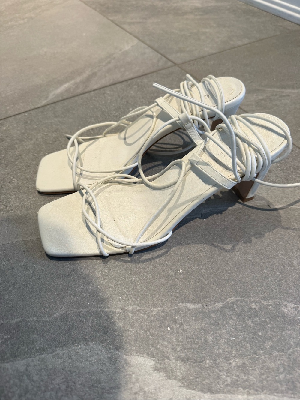 Billini Women's Strappy Square-Toe heels in White size 7 fits like size 8